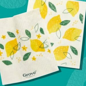 SWEDISH NWT Dish Cloths Grove Collaborative Lemon Print Reusable Plastic-Free